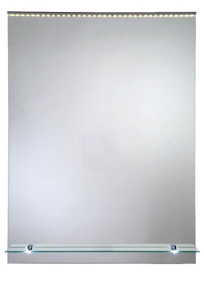 Zrcadlo 60 x 80 cm LED osvětlení podsvícená polička ORION